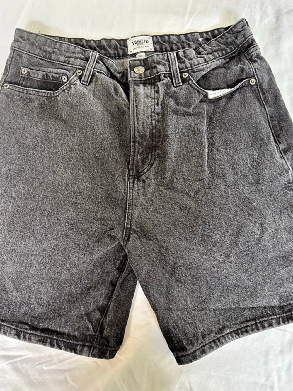 Tainted Denim Shorts Gray Jean Shorts Waist 32